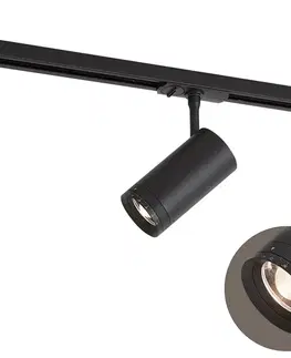 Moderný čierny reflektor pre 1-fázový koľajnicový systém vrátane LED otočného a naklápacieho - Iconic Zoom