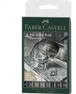 Umelecké Popisovače Faber-Castell Pitt Artist Pen Brush Grey & Black 8 ks