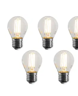 Sada 5 stmievateľných LED žiaroviek E27 Filament G45 číra 4W 470 lm 2700K