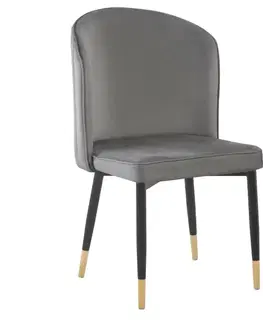 KONDELA Udaja jedálenská stolička sivá (Velvet) / čierna / zlatá