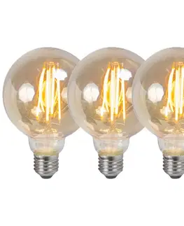 Sada 3 stmievateľných LED žiaroviek E27 G95 dymová 5W 380lm 2200K