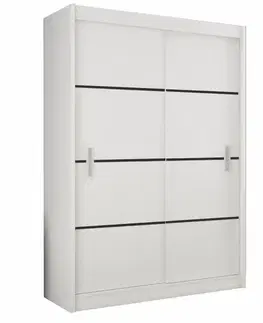 KONDELA Merina 150 2D šatníková skriňa s posuvnými dverami biela / čierna