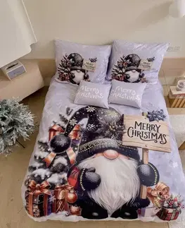 3 dielne 3D obliečky Polycotton Vianočné Gnome čierny 200x140cm+90x70cm TiaHome