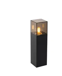 Stojaca vonkajšia lampa čierna s dymovým tienidlom 30 cm - Dánsko