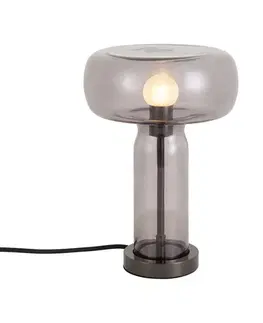Hotel Chic Table Lamp Gunmetal with Smoke Glass - Amara