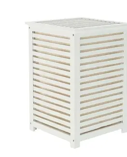 KONDELA Basket kôš na prádlo bambus / biela / béžová