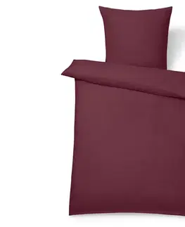 Ľanová posteľná bielizeň, vínová, štandardná veľkosť