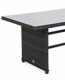 Záhradná sedacia súprava 6 ks umelý ratan / látka / sklo