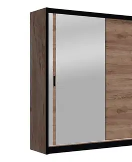 Šatní skriňa so zrkadlom SABRINA 203x215 cm dub craft OSLO 203 Craft