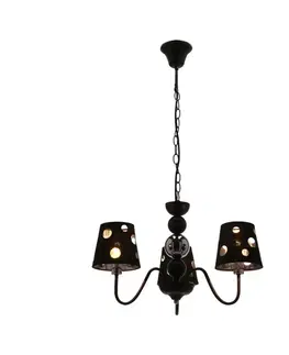 Čierna závesná lampa s lustrom 3xE14 Batley Ledea