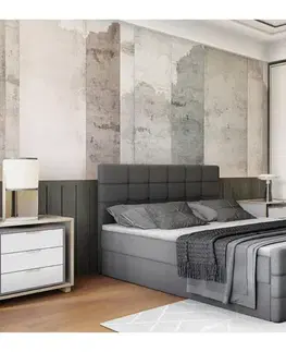 KONDELA Best 160 čalúnená manželská posteľ s matracom sivá