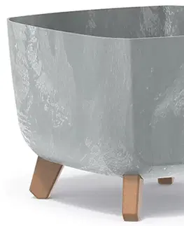 NABBI DGQL300E plastový kvetináč na nožičkách 29 cm sivý betón