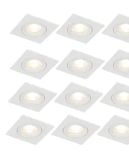 Sada 12 vstavaných bodových svetiel bielych štvorcových GU10 50 mm IP44 - Xena
