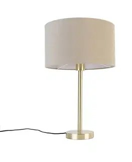 Klasická stolná lampa mosadz s hnedým tienidlom 35 cm - Simplo