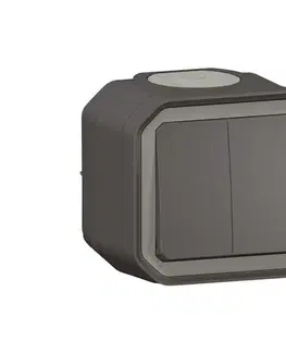 Legrand - Dvojitý schodiskový vypínač č. 6+6 PLEXO IP55 antracit 069775L