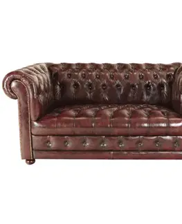 Pohovka dvojmiestna Chesterfield Manchester z pravej hovädzej kože New Red