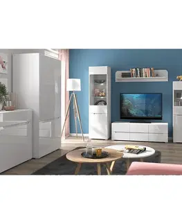 KONDELA Jolk 4D štvordverová šatníková skriňa biela / biely lesk
