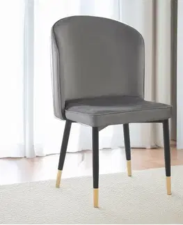 KONDELA Udaja jedálenská stolička sivá (Velvet) / čierna / zlatá