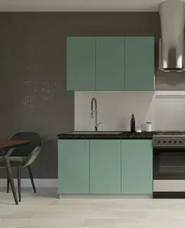 SILVER jednoduchá kuchynská linka 200 cm, dymovo zelená