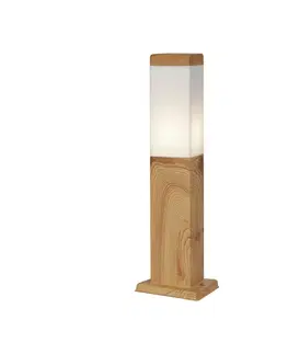 Moderná vonkajšia stojaca lampa oceľová s drevenou potlačou 45cm IP44 - Malois