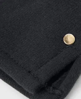Rukavice z teplákoviny s detailom gombíka