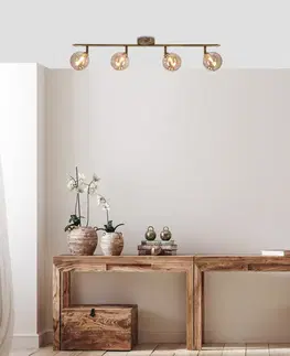 Stropná lampa Rodia patinovaná páska 4x40W g9 jantárové tienidlo