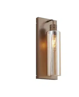 Hotelová elegantná nástenná lampa tmavý bronz s jantárovým sklom - Stavelot