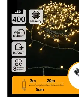  B.V.  - LED vonkajší vianočný reťaz 400xLED/8 funkcií 23m IP44 teplá biela B103031PS