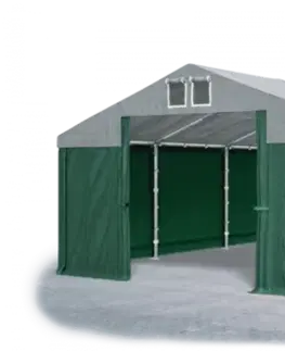 Skladový stan 5x10x2,5m strecha PVC 560g/m2 boky PVC 500g/m2 konštrukcie ZIMA PLUS Šedá Zelená Zelená
