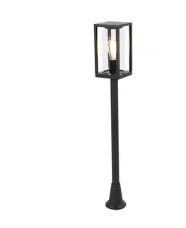 Stojaca vonkajšia lampa čierna 100 cm so zemným hrotom a káblovou žľabou - Charlois