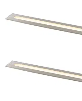 Sada 2 moderných zemných bodových svetiel oceľ 50 cm vrátane LED IP65 - Eline