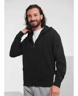 RUSSELL COLECTION Pánska mikina Russel s kapucňou na zips - ČIERNA XS