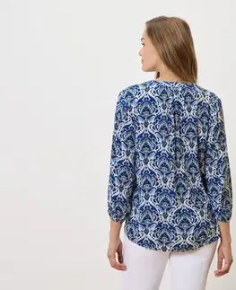 Tuniková blúzka, modrá celoplošná potlač