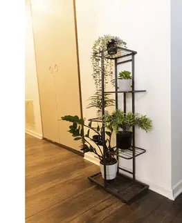 KONDELA Bamir Typ 1 kovový stojan na kvety tmavosivá