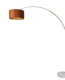 Oceľová stojaca lampa s oranžovým tienidlom a zlatým interiérom 50 cm - XXL