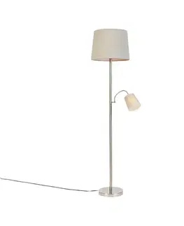 Inteligentná stojaca lampa oceľ s sivým tienidlom vrátane Wifi A60 a E14 - Retro