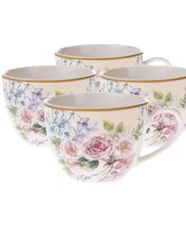 4-dielna sada porcelánových šálok Roses, 90 ml