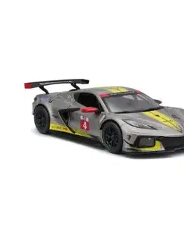 Bburago Chevrolet Corvette C8.R (2020) č. 4 sivá metalíza – mierka 1:24