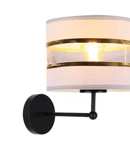 Nástenná lampa Andy, čierna, 1x40W, tienidlo E27, biela + zlatá