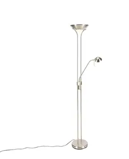 Oceľová stojaca lampa s lampou na čítanie vrátane stmievateľného LED v Kelvinoch - Diva