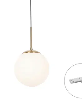 Závesná lampa Art Deco zlatá s opálovým sklom vrátane bieleho adaptéra na koľajnicu 1-fázová - Slimline Flore