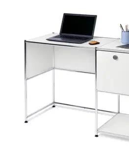 Kovový písací stôl »CN3« s výklopnými dvierkami, biely