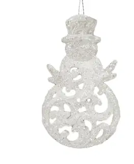 ArtFir Vianočná dekorácia SNEHULIAK 59 | strieborná 12 x 7 cm