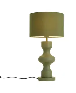Retro stolná lampa zelená s látkovým tienidlom - Captain