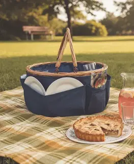 Prútený piknikový kôš pre 2 osoby s termoboxom, 40 x 30 x 21 cm, 2,17 kg