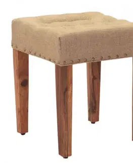 Polstrovaný taburet s poťahom 40x45x40 indický masív palisander