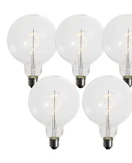 Sada 5 stmievateľných LED žiaroviek E27 so špirálovým vláknom G125 4W 270 lm 2200K