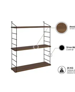 Nástenná polica Armoni 3'lü - Walnut
