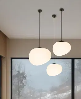 Závesná lampa STONES 25 cm v japonskom štýle - s tienidlom inšpirovaným bielym kameňom - minimalistické stropné osvetlenie do obývačky E27