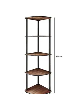 Knižnica Bookcase 5 Corner - Walnut